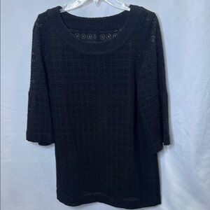 Semantiks black crochet pattern mini dress and liner.  Size Lz EUC